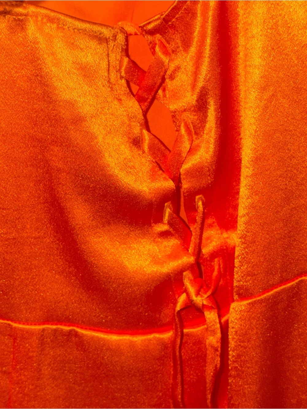 Wild Fable Orange Satin Lace-Up Dress XXL | Vibrant Statement Piece - Picture 7 of 16